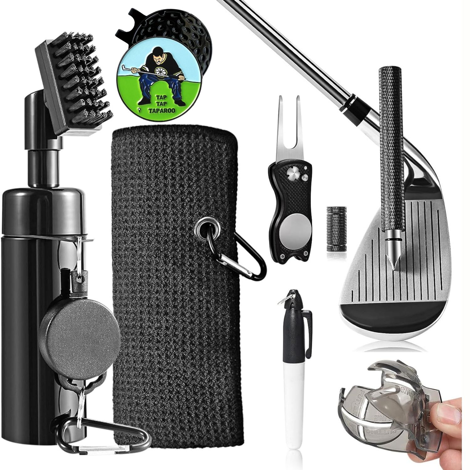 Divot Repair Tool - Golfclubreinigingsset met golfclubreiniger met water Golfhanddoek